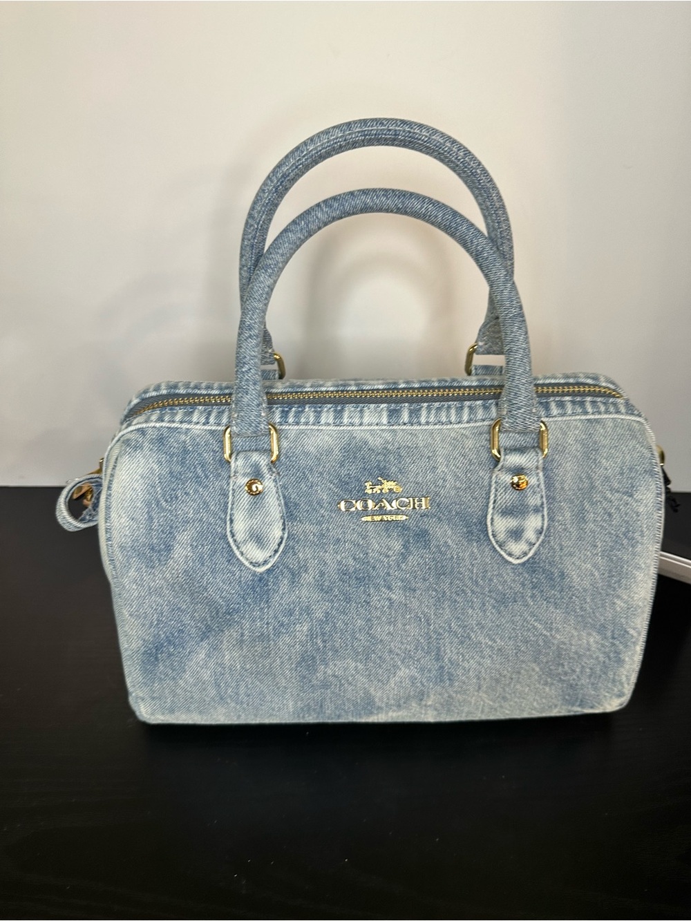 Coach CDY74 Rowan Satchel Bag In Loved Denim WITHOUT Charms New